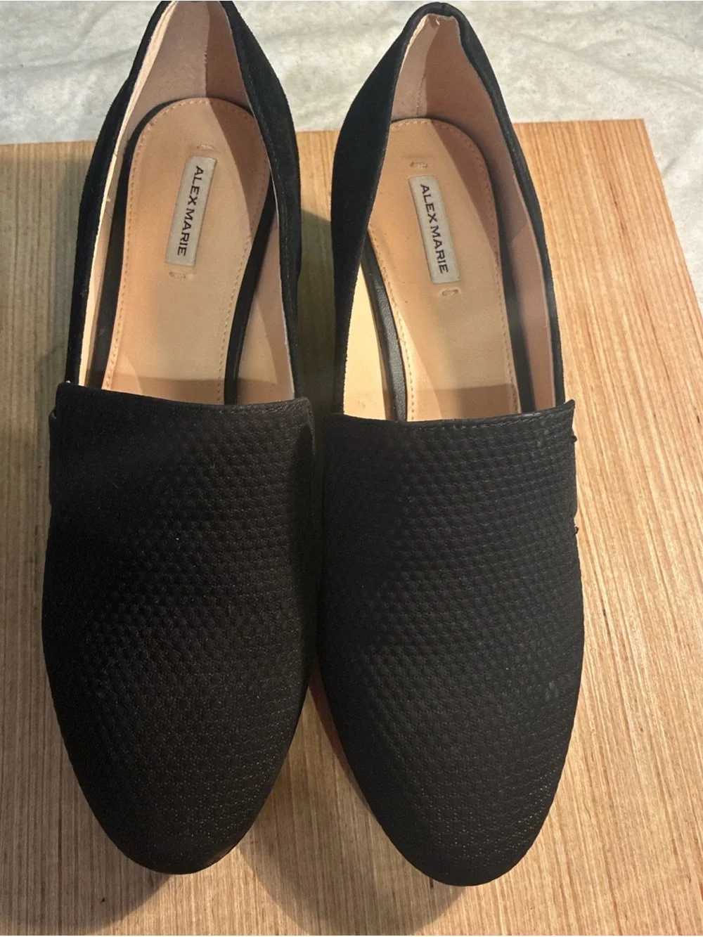 Alex Marie Black wedged Textured Slip-On Flats Sz 8.5